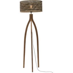 Lampadaire en bambou naturel avec abat-jour en bois noir et naturel 150x50 cm Java - Good & Mojo