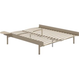 Sommier extensible en acier sable avec lattes 160cm et une table de chevet - Moebe