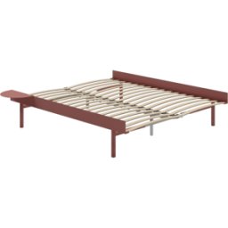 Sommier extensible en acier rose avec lattes 160cm et une table de chevet - Moebe