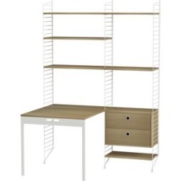Bureau modulable chêne et acier blanc 140 x 200 x 96 cm Combinaison E - String furniture