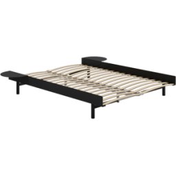 Sommier extensible en acier noir avec lattes 140cm et tables de chevet - Moebe