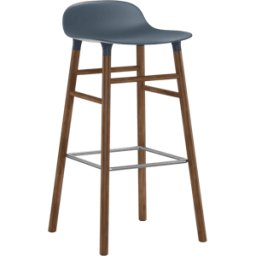 Tabouret de bar en noyer naturel et pp bleu 75 cm Form - Normann Copenhagen