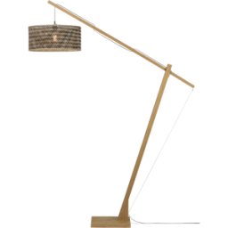 Lampadaire en bambou naturel avec abat-jour en bois noir et naturel 207x50 cm Java - Good & Mojo