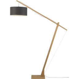 Lampadaire en bambou naturel abat-jour en lin gris foncé 207cm Montblanc - Good & Mojo