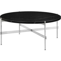 Table basse ronde en marbre noir et acier poli 80cm TS - Gubi