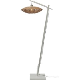 Lampadaire en bambou blanc avec abat-jour en bois naturel 150x40 cm Tanami - Good & Mojo