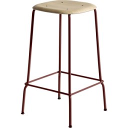 Tabouret plaquage chêne et acier rouge 65 cm Soft Edge 80 - Hay