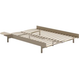 Sommier extensible en acier sable avec lattes 140cm et table de chevet - Moebe