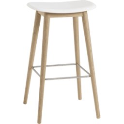Tabouret de bar 75 cm blanc piétement en chêne naturel Fiber - Muuto
