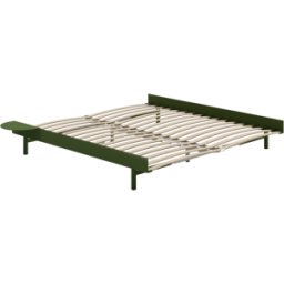Sommier extensible en acier vert sapin avec lattes 180cm et table de chevet - Moebe