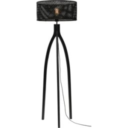 Lampadaire en bambou noir avec abat-jour en bois noir 150x50 cm Java - Good & Mojo