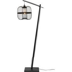Lampadaire en bambou noir avec abat-jour en bois noir 176x38 cm Hokkaido - Good & Mojo