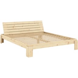 Sommier et tête de lit avec rangement en pin naturel 180x200cm Layers - Karup Design