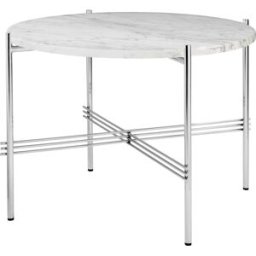 Table basse ronde en marbre blanc et acier poli 55cm TS - Gubi