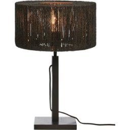 Lampe à poser en bambou noir avec abat-jour noir 30x37 cm Iguazu - Good & Mojo