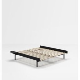 Sommier extensible en acier noir avec lattes 180cm et table de chevet - Moebe