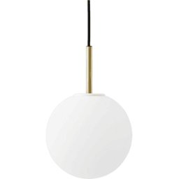 Suspension ronde en verre opaque mat et base en laiton Tim Rundle - Audo