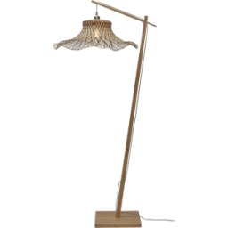 Lampadaire en bambou naturel avec abat-jour en bois noir et naturel 176x65 cm Ibiza - Good & Mojo