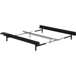 Sommier extensible en acier noir sans lattes 90-180cm et table de chevet - Moebe