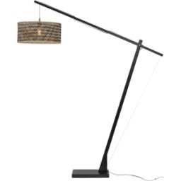 Lampadaire en bambou noir avec abat-jour en bois noir et naturel 207x50 cm Java - Good & Mojo