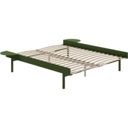 Sommier extensible en acier vert sapin avec lattes 160cm et tables de chevet - Moebe