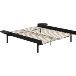 Sommier extensible en acier noir avec lattes 160cm et tables de chevet - Moebe