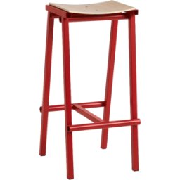 Tabouret de bar en bois de chêne et acier rouge signal 75cm Tabourete 8 - Hay