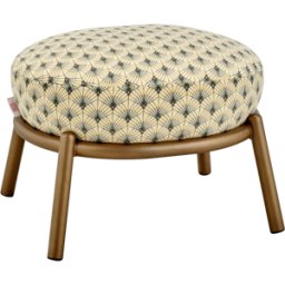 Tabouret rond en tissu à motif et piètement en métal cuivré 48x46x37cm Drop - Meme Design
