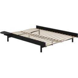Sommier extensible en acier noir avec lattes 140cm et table de chevet - Moebe