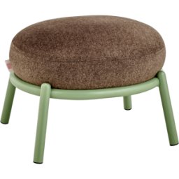 Tabouret rond en tissu marron et piètement en métal olive 48x46x37cm Drop - Meme Design