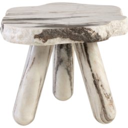 Table basse 3 pieds en marbre blanc panda vernis satiné 45x40x33cm Rocky - Versmissen