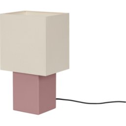 Lampe de table en hêtre massif rose et abat jour en coton 23x39cm Zam - Noo.ma