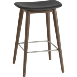 Tabouret de bar 65cm noir piétement en chêne marron Fiber - Muuto
