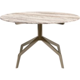 Table basse ronde en acier inoxydable et travertin gris 70x40cm Razor - Versmissen