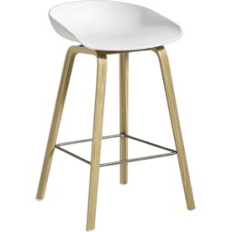 Tabouret de bar avec assise blanche en bois de chêne 65 cm AAS 32 - HAY