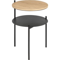 Table de chevet en chêne plaqué naturel et acier noire- noo.ma