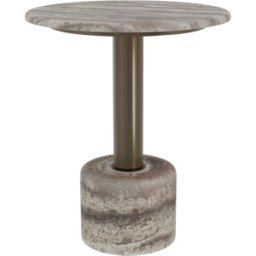Table d'appoint ronde en acier inoxydable et marbre gris 50x60cm Cooper - Versmissen