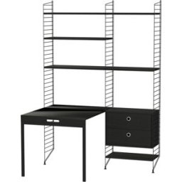 Bureau modulable frêne et acier noir 140 x 200 x 96 cm Combinaison E - String furniture