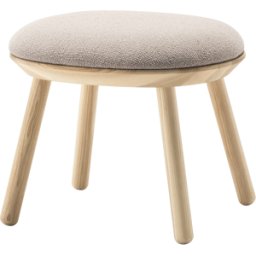 Tabouret en frêne et tissu beige Naïve - Emko