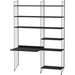 Bureau modulable en frêne et acier noir 140 x 200 x 58 cm Combinaison B - String furniture
