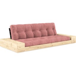 Canapé convertible avec rangement en pin dossier noir et matelas rose sorbet Base - Karup Design