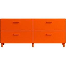 Commode basse en bois mdf orange 123x53,1x41cm Relief - String furniture