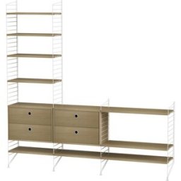 Etagère modulable en chêne et acier blanc 200 x 200 x 30 cm Combinaison J - String furniture