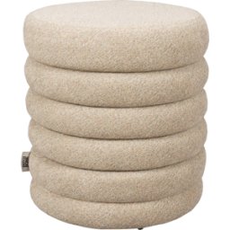 Tabouret rond en tissu beige 37x43cm Fern - Dutchbone