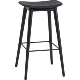 Tabouret de bar 75 cm noir piétement en chêne Fiber - Muuto