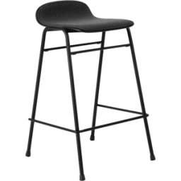 Tabouret de bar 65 cm en tissu noir et cadre noir Touchwood - Hem