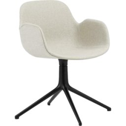 Chaise pivotante avec accoudoirs en aluminium noir et tissu camira blanc mlf20 Form - Normann Copenhagen