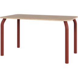 Table rectangulaire en chêne et pieds rouge auburn 140x80cm Meko - noo.ma