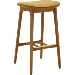 Tabouret de bar en tissu bouclé moutarde et frêne foncé 75 cm Série 200-190 - 366 Concept