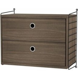 Système de commode en chêne marron foncé avec montants noir String Systems- String furniture